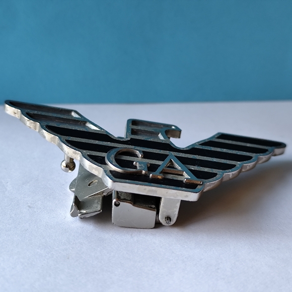 Emporio Armani Black and Silver Logo Belt Buckle - Picture 6 of 8